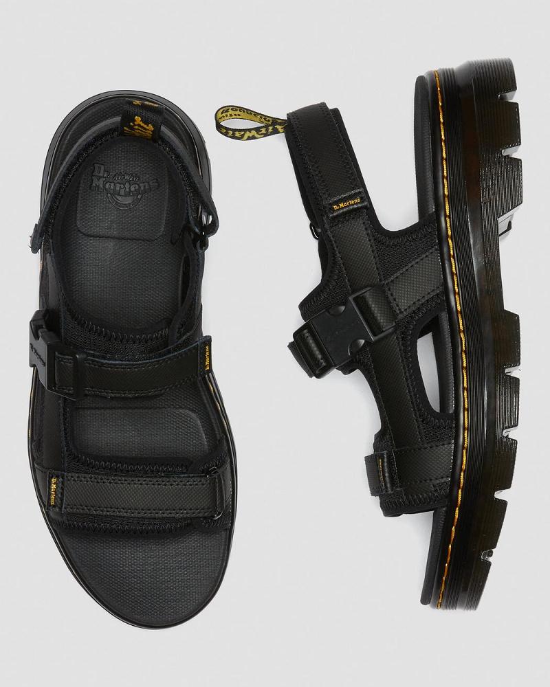 Men's Dr Martens Forster Webbing Strap Sandals Black | AU 637MQZ